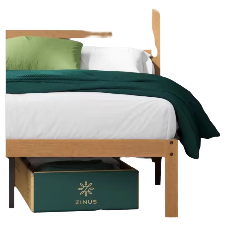 Cama de altura con almacenamiento 150x200 cm Marco de bambú y madera Marrón - 1