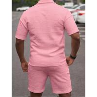 Conjunto de manga corta informal de moda de color sólido Temu Shein para hombre - details 7