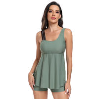 Conjunto de Baño de Dos Piezas de Moda para Mujeres 2024 Traje de Baño de Tela de Nylon con Estilo de Gradiente Short de Natación Plano de Color Sólido Estilo Playero de Primavera/Verano - details 37