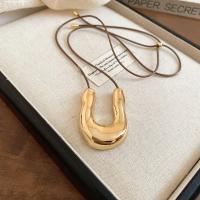 Collar con colgante geométrico en forma de U grande Punk para mujer y hombre, cadena larga ajustable de cuero con forma de herradura para suéter, collares, joyería - details 9
