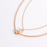 Collar con colgante de circonita y corazón de melocotón de doble capa para mujer, joyería con temperamento, cadena de giro Simple - details 5