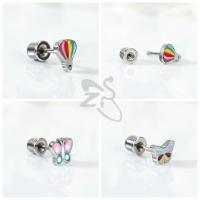ZS-pendientes de tuerca de acero inoxidable para niños y mujeres, joyería de Piercing de hélice de cartílago, flor linda, mariposa, 1 pieza, 20G - details 10