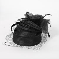 Sombreros rojos de iglesia de boda para mujer, tocado con velo de plumas, elegante, Derby, 2024 - details 1