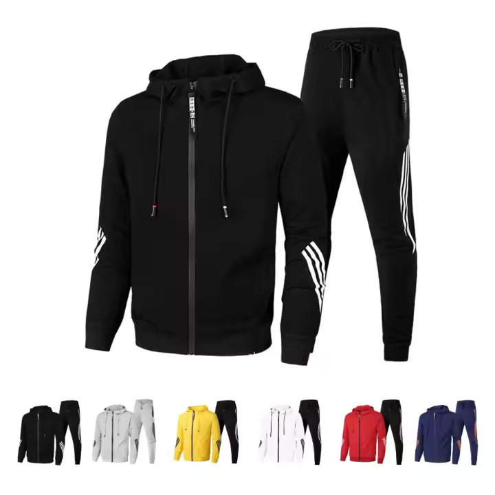 Traje Deportivo Casual Chaqueta con Cremallera y Pantalones de Sudor Cómodo y Delgado - 1