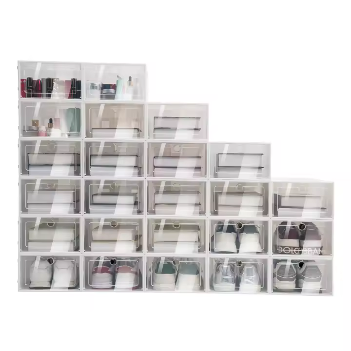 Organizador de Zapatos de Plástico Transparente Plegable Almacenamiento de Espacio Saving para el Hogar Caja de Almacenamiento de Muebles y Organización - 1