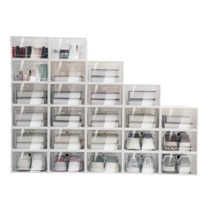 Organizador de Zapatos de Plástico Transparente Plegable Almacenamiento de Espacio Saving para el Hogar Caja de Almacenamiento de Muebles y Organización - 1
