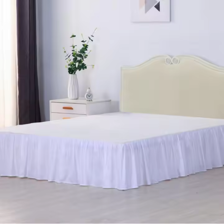 Falda de cama arrugada de algodón cepillado, muy vendida - 1