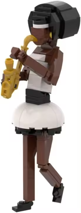 Kit de construcción de figuras de Jazz Quartet, reproductor de saxofón de banda musical, violinista, cellista, juego de bloques de construcción de Fiddler - 1