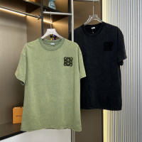 LOEVE-Camiseta de manga corta desgastada con copos de nieve lavados de algodón puro a la moda, camiseta holgada y versátil con Logo bordado para parejas de verano para hombre - details 7