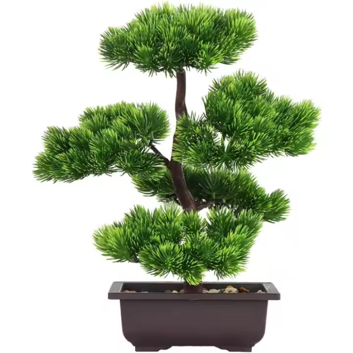Bonsái Artificial Decoración de Plantas Falsas Plantas Artificiales en macetas Plantas de Bonsai de Pino japonés 33 cm de Altura para la decoración del hogar Pantalla de Escritorio - 1