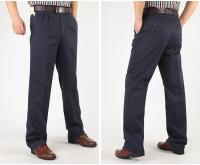 Pantalones Casuales de Cintura Alta para Hombres Color Sólido, Cintura Suelta, Algodón Puro, Doble Pliegue, Sin Arrugas - details 17