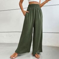 Pantalones de pierna ancha de tiro medio lisos a la moda para mujer, pantalones sueltos de verano para mujer, nuevos en pantalones cómodos - details 8