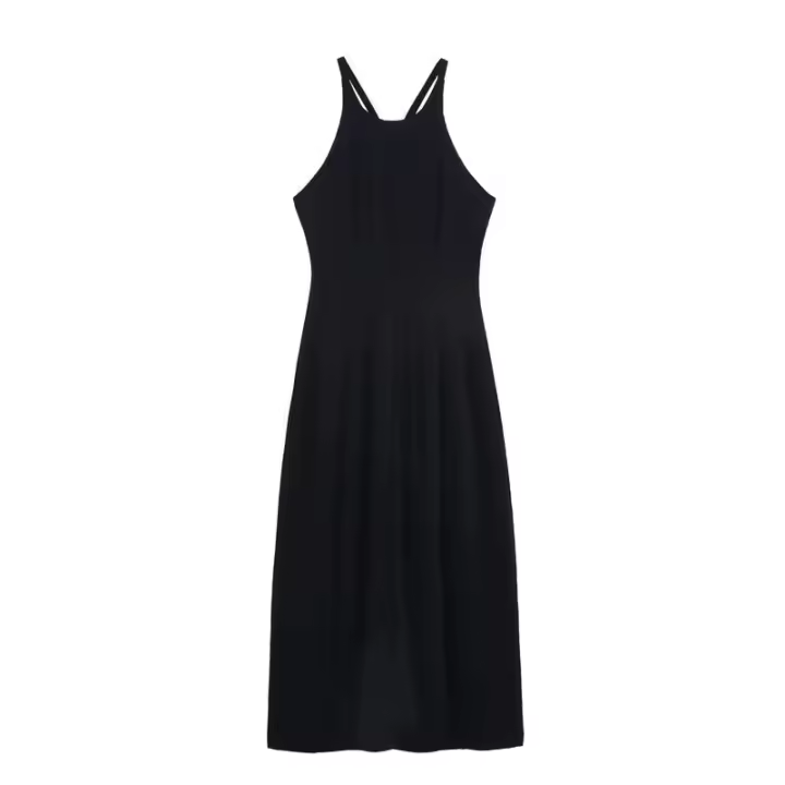 BUNO-vestido negro sencillo sin mangas para mujer, vestido Midi ajustado informal elegante de verano 2025, Vestidos de fiesta con cremallera trasera elegante - 1