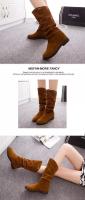 Ots de tacón informal de media varilla para mujer, punta redonda, terciopelo mate, otoño e invierno, nuevo - details 24
