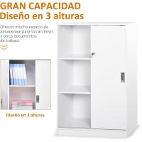 Armario de Oficina Práctico con 2 Puertas Corredizas con Llaves y 3 Estantes para Oficina/Estudio 80x40x120 cm Blanco - details 6