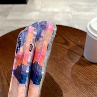 Funda de iPhone 15 Pro Max Pintura al Óleo de Luz Azul Arco Iris Flor Mariposa - details 24