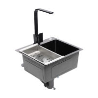 Fregadero de cocina integrado de acero inoxidable 304, juego de residuos, grifo de cocina, 38x28x19cm/15x11x7, 48 pulgadas - details 16