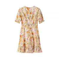 Vestido de Verano Floral de Largo A-líneas con Manga Abullonada Vestido de Vacaciones para Mujeres - details 1