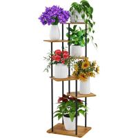 8 Niveles 131cm Estante para Plantas de Madera y Metal Estante de Esquina para Múltiples Macetas Soporte para Plantas Interior Adecuado para Exterior, Balcón, Sala, Oficina, Negro - details 13
