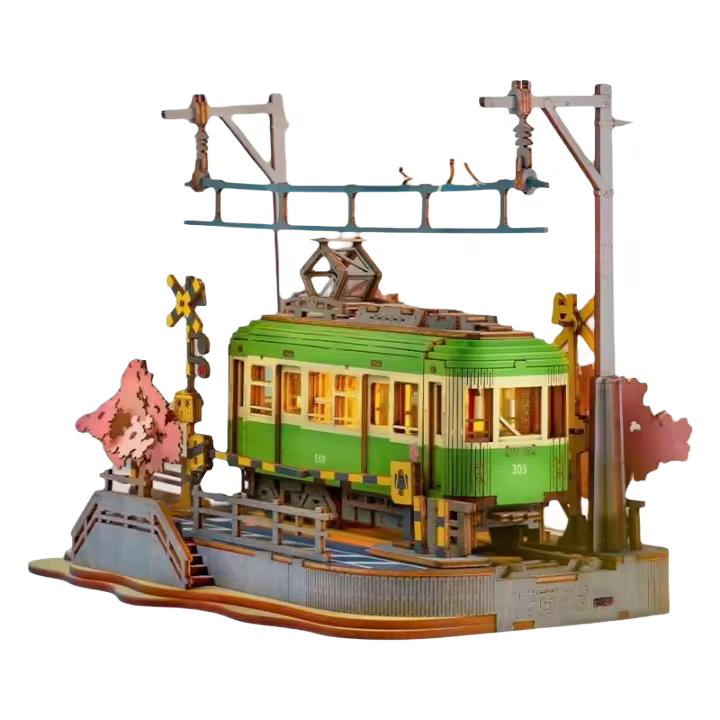 Robotime Rolife Sakura Journey montar coche rompecabezas de madera 3D ecológico para niños Juguetes Divertidos Kits de bloques de construcción - 1