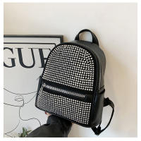 Mochila casual simple, moderna y de gran capacidad, diamantes de imitación de gas extranjero, bolsa de gas extranjero. - details 33