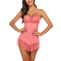 Picardías de encaje para mujer, camisón de malla con cuello en V profundo sin mangas, Sexy, exótico, caliente - details 14
