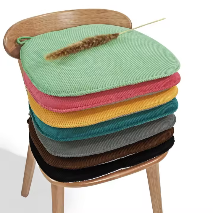 Cojín de silla de tela de pana duradera, almohadillas gruesas de madera maciza para silla, cojín de esponja extraíble lavable para cocina - 1