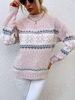 Suéter cálido de punto para mujer, jersey de cuello medio alto, copo de nieve, otoño e invierno, 2023 - details 4