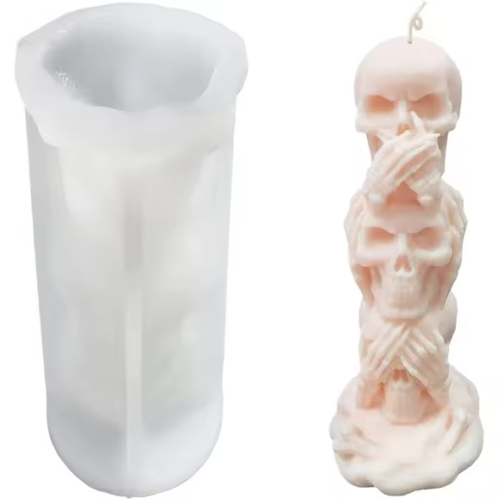 Molde de Candela de Calavera 3D Silicona Resina para Hacer Velas Aromaterapépicas en Casa - 1