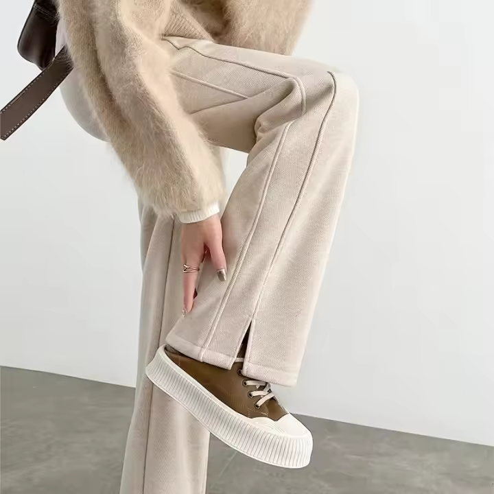 Heringbone Velvet Large Wide 2025 Otoño/Invierno Mujer Tubo Recto Estrecho Lana Moda Pan - 1