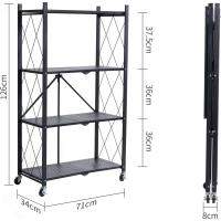 Estantería Plegable de Metal Negro 4 Niveles Carga Pesada Ideal para Cocina, Oficina, Garaje - details 2