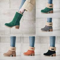 Botas de nieve de gamuza con tacón grueso de tubo medio europeo y americano de otoño e invierno para mujer Botas de algodón para mujer - details 14