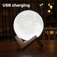 Lámpara de luna con impresión 3D creativa, luces LED de noche recargables, 2 colores, bola táctil, lámpara de Luna, decoración del hogar, dormitorio, regalos de cumpleaños - details 1