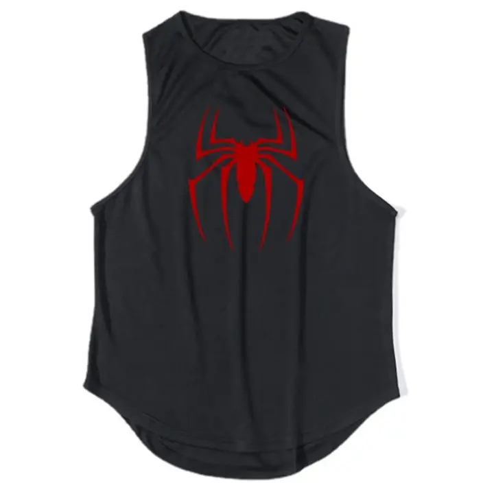 Red Spider Printed Summer Quick Dry Gym Tank Top Mens Bodybuilding Vest Mesh Fitness Sleeveless T Shirt Muscle Workout Clothing - 1