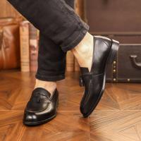 Zapatos de cuero de alta gama, mocasines casuales de negocios, talla extra grande para un pie - details 14