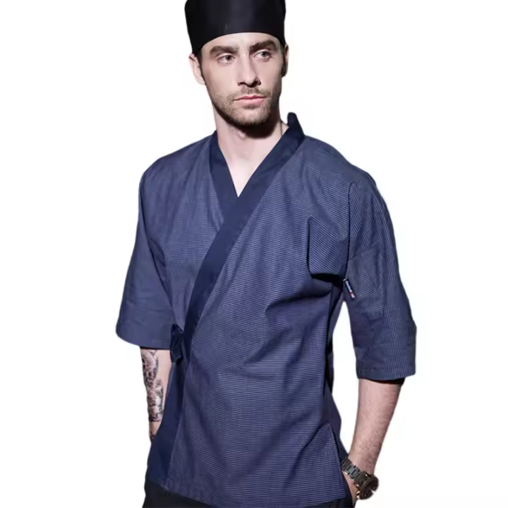 Uniformes de Chef japonés para restaurante, chaquetas de Chef de Sushi, Kimono de Chef, abrigo de cocinero, monos de camarero, camisetas de cocina - 1