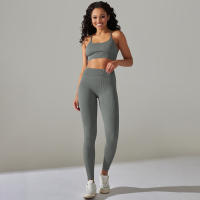 Hamidou-Conjunto de ropa deportiva de dos piezas para mujer, Leggings de cintura alta para gimnasio, Top corto, trajes deportivos de Fitness, ropa deportiva con lavado ácido - details 33