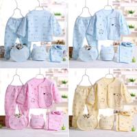 Conjunto De Bebé Recién Nacido 5 Piezas Camiseta 2 Pantalones Gorro Y Bata De Algodón Puro Transpirable Ropa De Bebé Niño Y Niña Estilo Casual Cuatro Estaciones - details 0