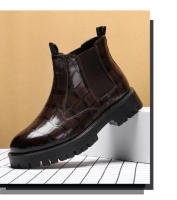 Suela de goma informal cabeza redonda parte superior baja tacón cuadrado banda elástica estilo británico talla zapatos de hombre - details 9