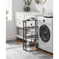 Carro de 4 Niveles, Carro Estrecho de Cocina con Ruedas, con Asa, para Espacio Reducido, 22 x 45,4 x 77 cm, para Cocina, Baño, Salón, Estudio, Marrón Rústico y Negro - details 8