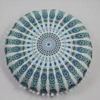 Funda de almohada redonda de Mandala para el hogar, cubierta de cojín bohemia de 40CM con estampado de flores para Hotel - details 2