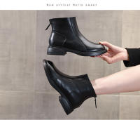 Botas Martin de piel de vaca de primera capa para mujer 2025 nuevas botas de plataforma para mujer botas cortas de otoño e invierno botas de cuero de tacón grueso para mujer. - details 3