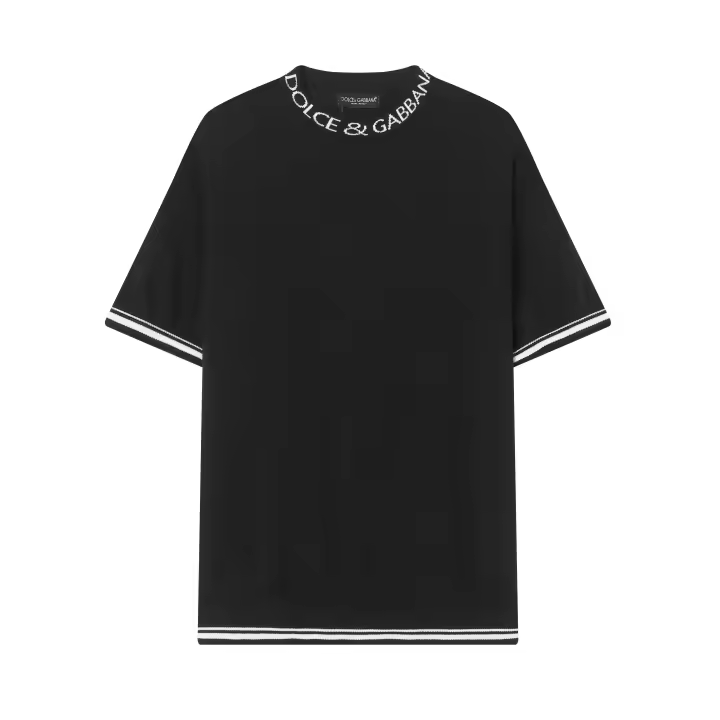 Camiseta de Algodón con Jacquard Cuello Redondo, Manga Corta, Moda Callejera de Verano para Hombres - 1