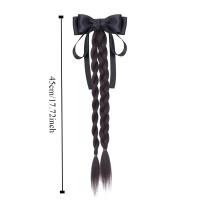 Estilo de Ballet, cola de caballo con lazo negro, extensión de cabello trenzado de boxeo, peluca de cola de poni, peluca trenzada de giro largo Natural para mujer - details 0