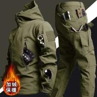 Conjunto táctico de invierno para hombre, traje militar impermeable a prueba de viento para exteriores, chaquetas con capucha de concha suave con múltiples bolsillos, pantalones de trabajo de piel de tiburón - details 4