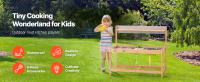 SucceBuy Cocina de barro de madera para niños, juego de cocina de juguete al aire libre con estufas y fregadero, juego de tienda de comestibles para juego de simulación, cocina para niños pequeños - details 0