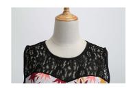 Lace patchwork summer women a line elegant vintage party dress with belt - details 109