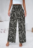 Pantalones elásticos de pierna ancha para mujer Primavera-Verano Chic con estampado elegante - details 5