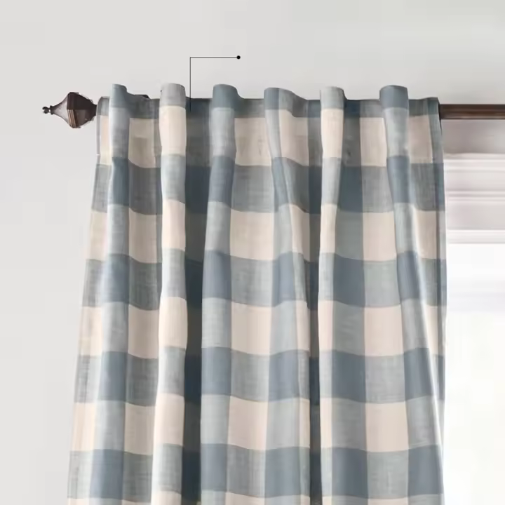 Cortina de Panel Opaque a Cuadros Cambray 52 x 95 Pulgadas Ideal para Ventana, Sala de Estar, Dormitorio con Persianas de Bolsillo - 1