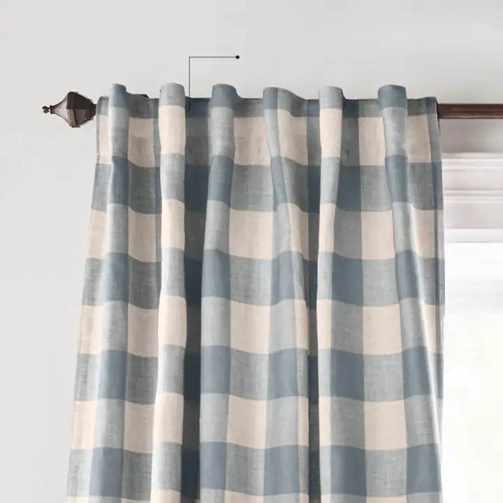 Cortina de Panel Opaque a Cuadros Cambray 52 x 95 Pulgadas Ideal para Ventana, Sala de Estar, Dormitorio con Persianas de Bolsillo - 1